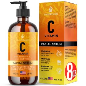 Vitamin C Serum for Face and Eyes with Hyaluronic Acid and Vitamin E Brightening Serum Dark Spots Eye Area Wrinkles 8 Oz