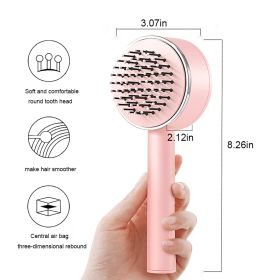 One-key Self-cleaning Hair Brush For Women Curly Hair Brush  Anti-Static Airbag Massage Comb  Airbag Massage Scalp Comb Professional Detangling One-ke (Color: PINK)