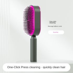 Women Fashion 3D Hair Growth Comb Hairbrush Self-Cleaning Hair Brush  Self Cleaning Hair Brush For Women Massage Scalp Promote Blood Circulation Anti (Color: PINK)