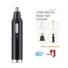 1PC Electric Nose Hair Trimmer USB Rechargeable Ear Nose Hair Trimmer Shaver Razor For Men Hair Removal (Color: Black, Items: Nose Hair Trimmer)