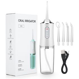 Oral Irrigator Portable Dental Water Flosser USB Rechargeable Water Jet Floss Tooth Pick 4 Jet Tip 220ml 3 Modes IPX7 1400rpm (Color: GREEN)