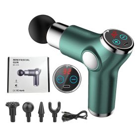 High Frequency Massage Gun Mini LCD 32 Speeds Fascia Gun Muscle Massager Relaxation Body Relax Fitness (Color: GREEN)