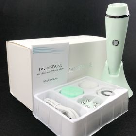 4 In 1 Facial Cleansing Brush, 3 Speeds USB Rechargeable Exfoliating And Facial Massage (Color: GREEN)